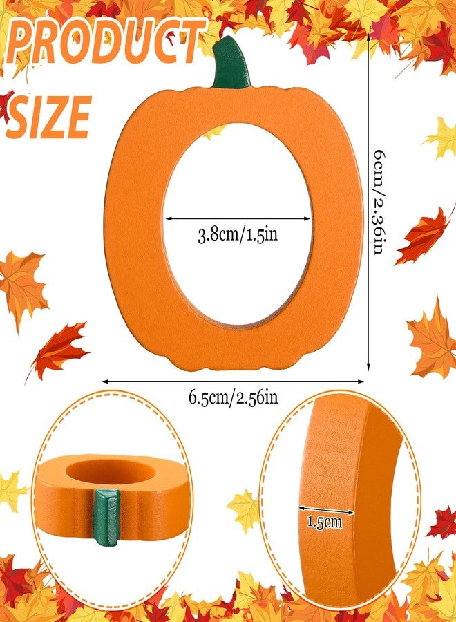 SiliFine 12 Pieces Thanksgiving Day Wooden Pumpkin Napkin Rings Fall Autumn Halloween Table Dinner for Party Decoration Home and Kitchen Decoration - Image 2