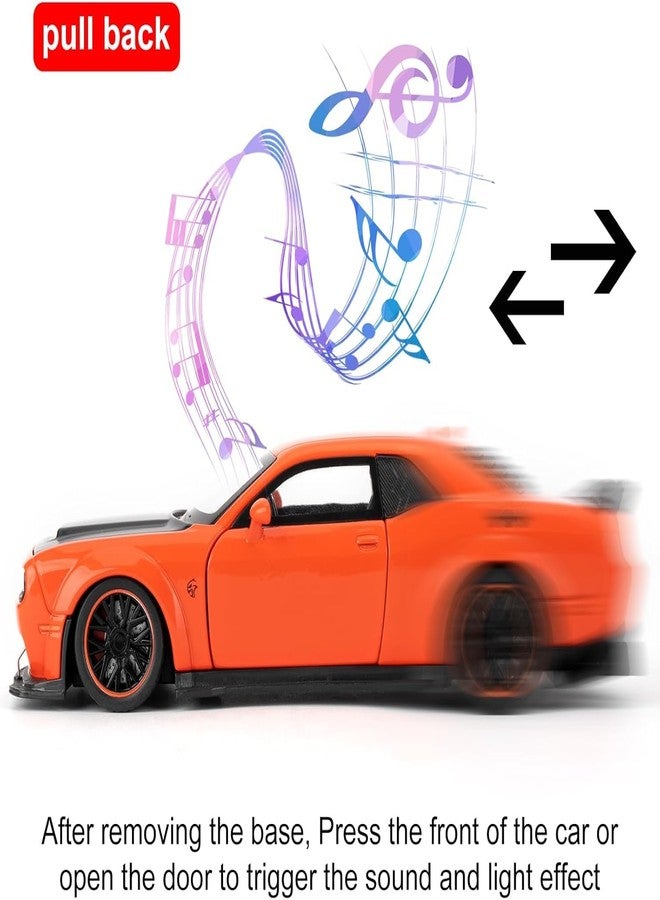 FEXXA Hellcat 1:32 Scale Dodge Challenger Die-Cast Metal Toy Model Car for Kids - Pull Back Mechanism, Birthday Gift for 3+ Year Old Boys (Hellcat Orange) - Image 2