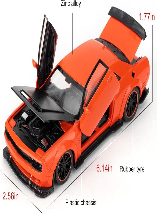 FEXXA Hellcat 1:32 Scale Dodge Challenger Die-Cast Metal Toy Model Car for Kids - Pull Back Mechanism, Birthday Gift for 3+ Year Old Boys (Hellcat Orange) - Image 4