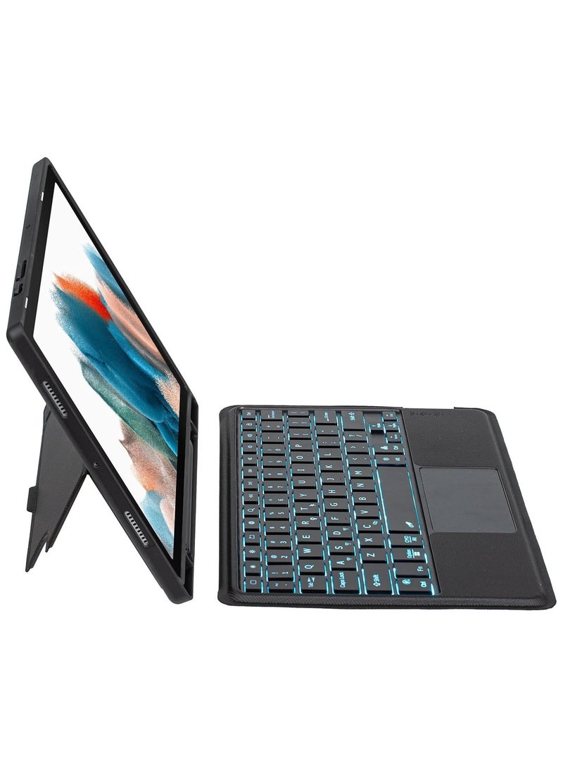 general Arabic and English Backlit Keyboard Case Compatible with Samsung Galaxy Tab S9 FE/Tab S9 11 inch 2023, 7 Colors Backlight Detachable Wireless Touched Keyboard Cover - Image 2