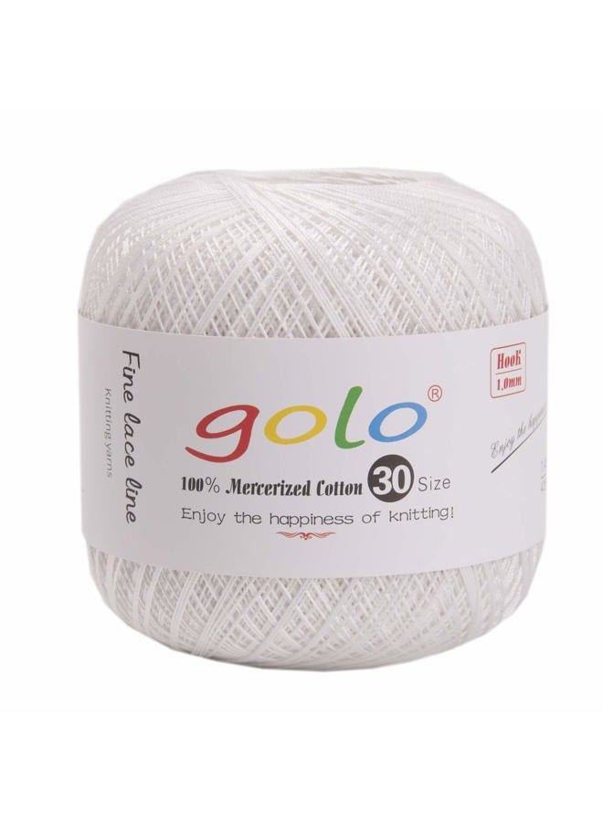 Golo Crochet Thread Size 30 Yarn for Tatting Crochet Yarn for Hand Knitting White 5200 - Image 1