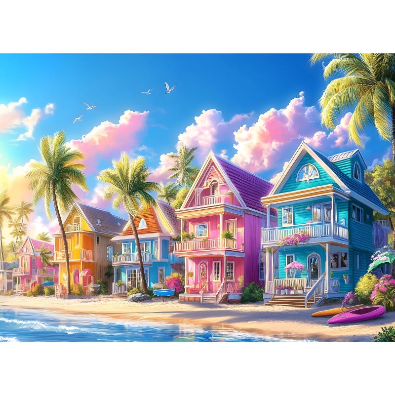 VOLUVOLU 300 Pieces Jigsaw Puzzles for Adults Color House Puzzle for Adults Children Seniors Oil Painting Style Puzzle 300 Pieces Gift for Birthday Home Decor Fun for Family Entertainment205 15 in - Image 3