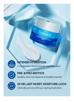 Terrazen Aqua Recharge 24H Moist Cream, 1.69 fl.oz. (50ml) - Korean Face Moisturizer, K Beauty, Hydrating cream, Hyaluronic acid, Biotics Intense Moisturizer  - Image 2