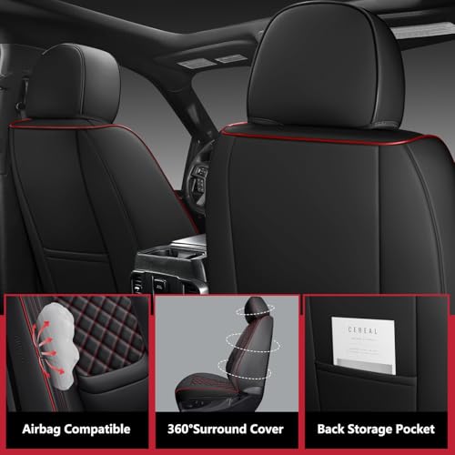 WENNFOUR F150 Seat Covers 2015-2026 Full Set, Truck Interior Sets with Lumbar Support Custom Fit for Ford F150 2015-2026, F250/F350/F450 2017-2026 Super Duty Crew Cab XLT XL Lariat Platinum, BlackRed - Image 5