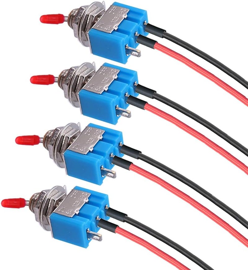 donjon VONVOFF Toggle Switch,4pcs ON/Off SPST Switch with Pre-soldered Wire,3v/5v/12v/24v/72v/110v/220v/240v/Mini Toggle Switches for car,Truck,Light,Test Machine,Industrial Equipment.3 Pins 2 Positions,Blue - Image 1