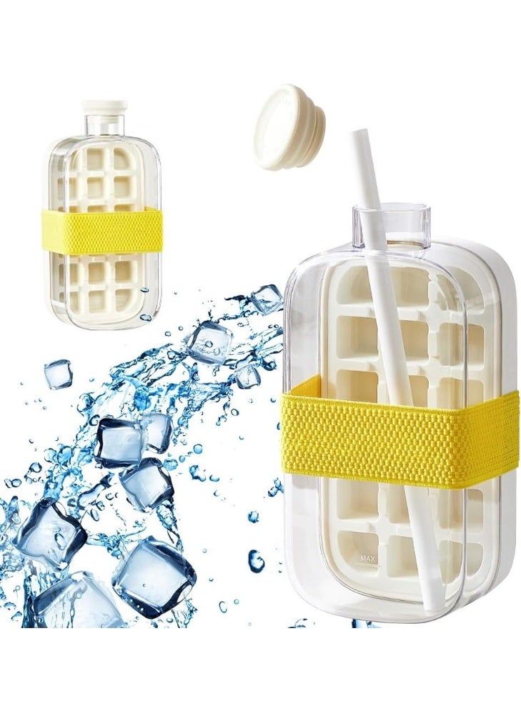 Happy Home Ice Cube Bottle, 2 in 1 Ice Cube Tray Water Bottle with Lid and Bin, Ice Cube Making Bottle, Easy Press to Release Silicone Ice Cube Tray for Juice Beverages Coffee (White, 800 ML) - Image 4