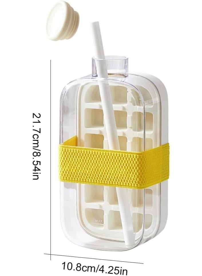 Happy Home Ice Cube Bottle, 2 in 1 Ice Cube Tray Water Bottle with Lid and Bin, Ice Cube Making Bottle, Easy Press to Release Silicone Ice Cube Tray for Juice Beverages Coffee (White, 800 ML) - Image 5