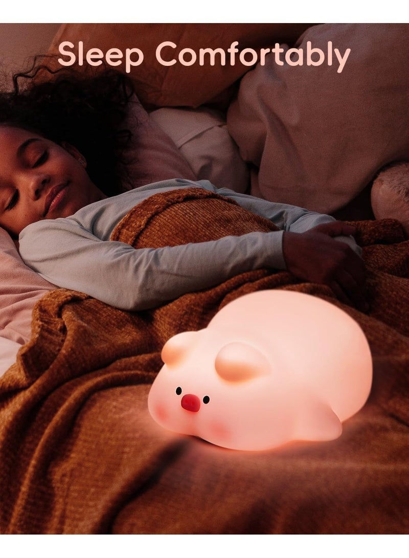 Piggy Night Light for Kids,Silicone Piggy Cute Lamp,3 Level Dimmable Kids Night Light,30 Minutes Timer Nightlight for Kids Room, Rechargable Bedside Touch Baby Night Light, Soft Kids Lamp - Image 4