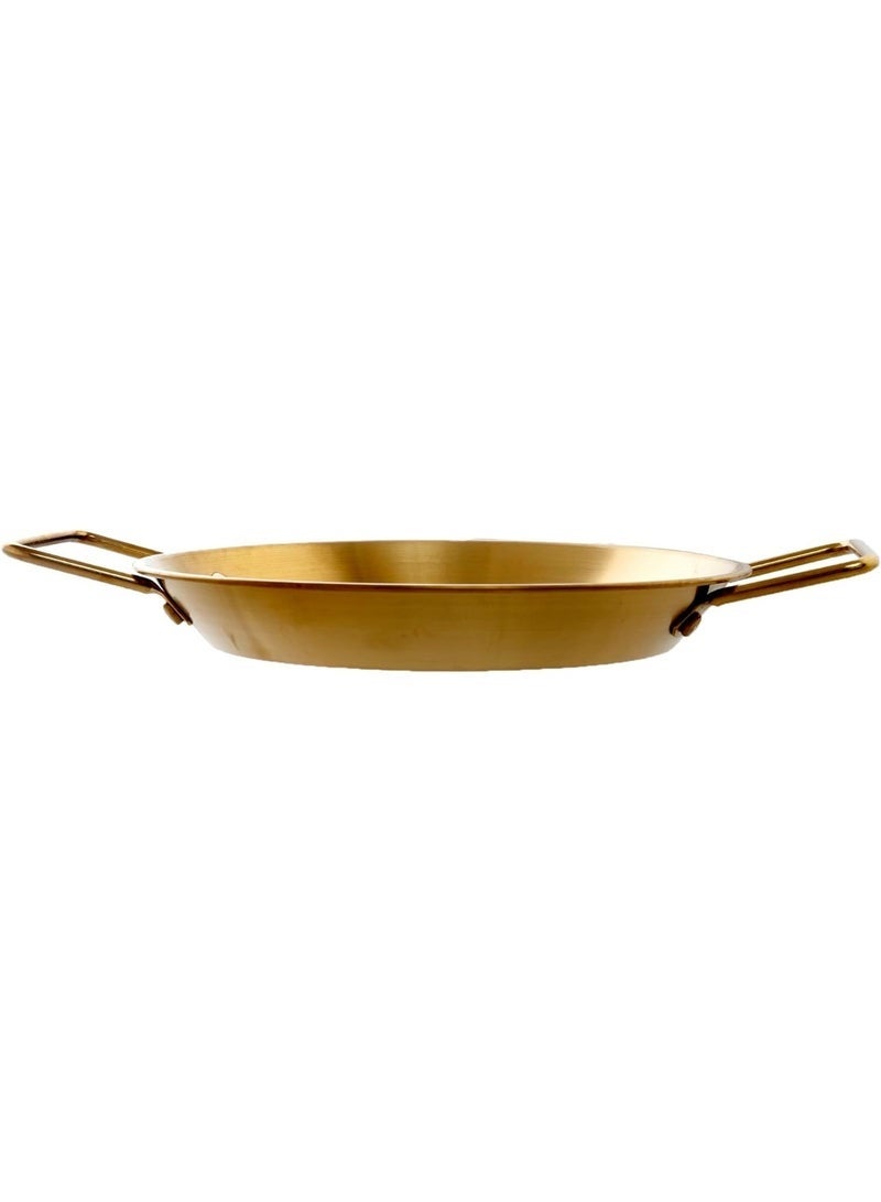 Golden stainless steel pan with two handles – 20 cm size – rust-resistant and suitable for cooking and serving - Image 2