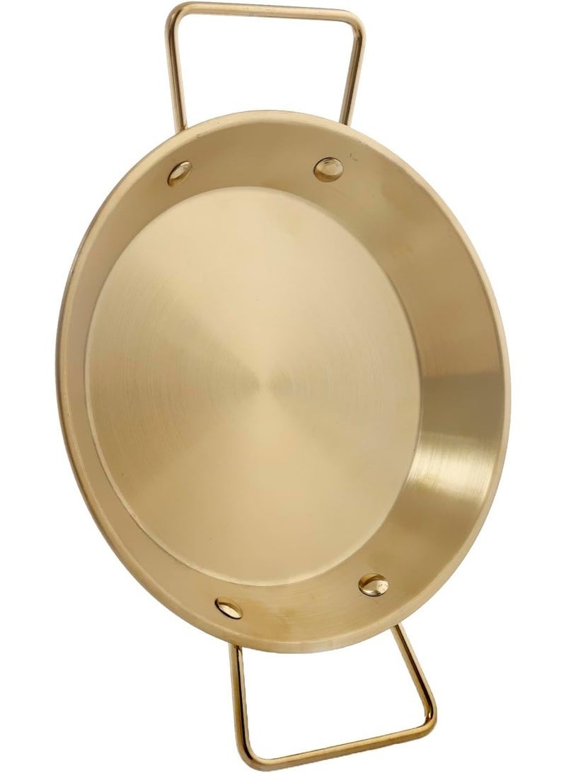 Golden stainless steel pan with two handles – 20 cm size – rust-resistant and suitable for cooking and serving - Image 3