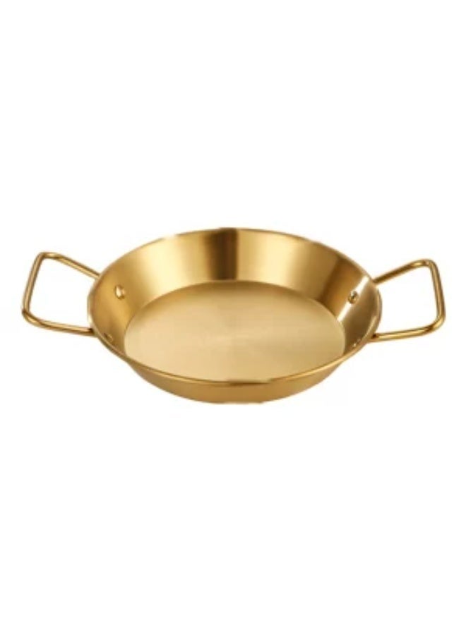 Golden stainless steel pan with two handles – 20 cm size – rust-resistant and suitable for cooking and serving - Image 4