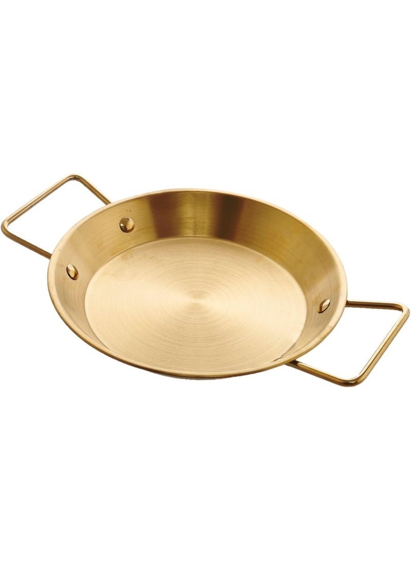 Golden stainless steel pan with two handles – 20 cm size – rust-resistant and suitable for cooking and serving - Image 1