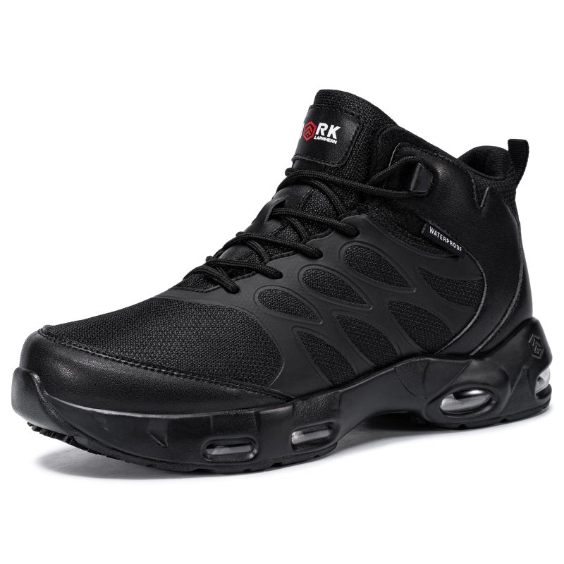 LARNMERN Wide Men Non Slip Boots Restaurant Service Breathable Mesh Waterproof Outdoor Shoes Slip Resistant Work Ankle Boot Chef Zapatos Trabajo Casual Hiking Sneakers (Black,9W) - Image 1