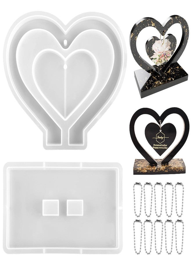 Jeffdad Large Photo Frame Resin Molds, Heart Shape Silicone Mold for Photo Frames Making, DIY Picture Frame Display Unique Mold for Resin Casting Art Crafts Table Home Decor Gift - Image 1