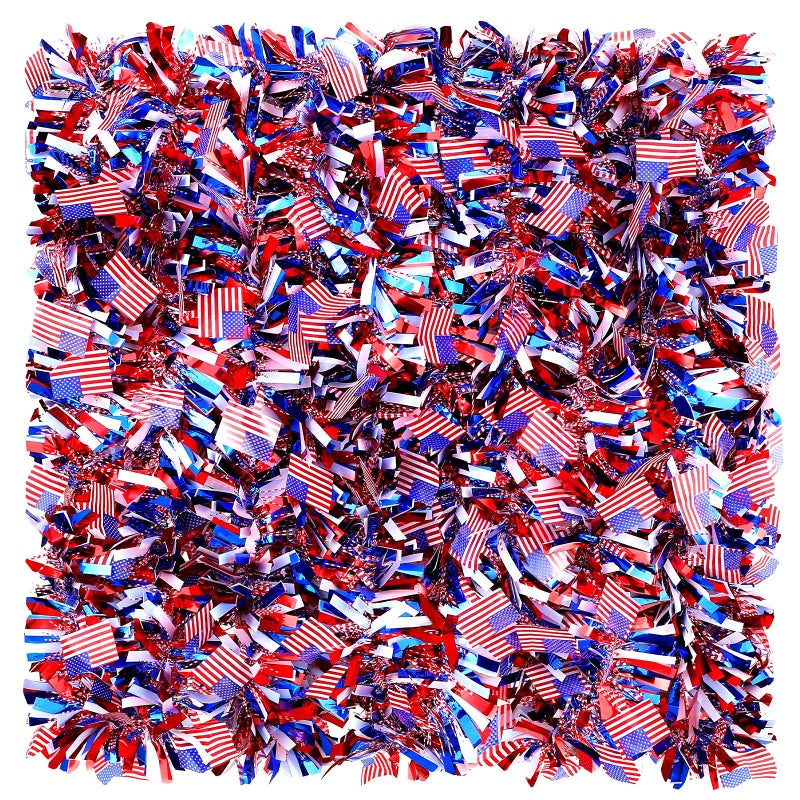 WILLBOND 100 Feet 4th of July Decoration Red White Blue American Flag Tinsel Garland Patriotic Metallic Garland Memorial Day Independence Day Decoration 