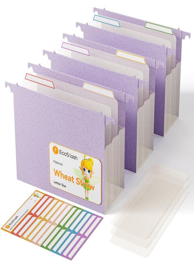 EcoStash Extra Capacity Hanging File Folders, 4.72" Reinforced Wheat Straw Expanding Hanging Folder Letter Size, Heavy Duty for Filing Cabinets, File Organizer for Office & Home-Lavender Purple3 Packs - Image 1