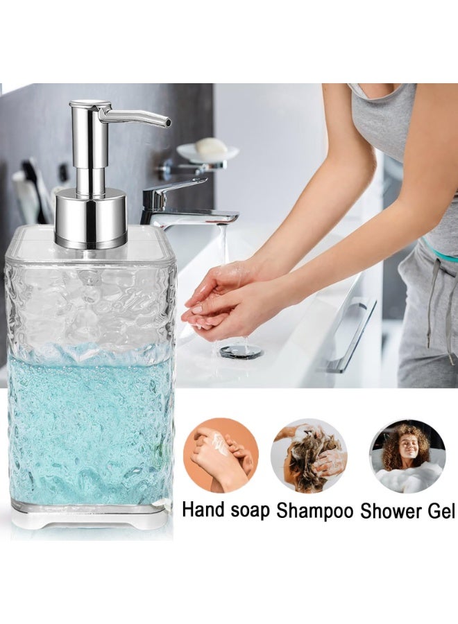 1pc Luxury Refillable Soap Dispenser Bottle – Modern Square Design, Transparent Frosted Look, Pump Dispenser for Shampoo, Shower Gel, Hand Soap & Lotion, Durable & Phthalate-Free, Perfect for Bathroom, Kitchen & Hotel Use  - Image 2