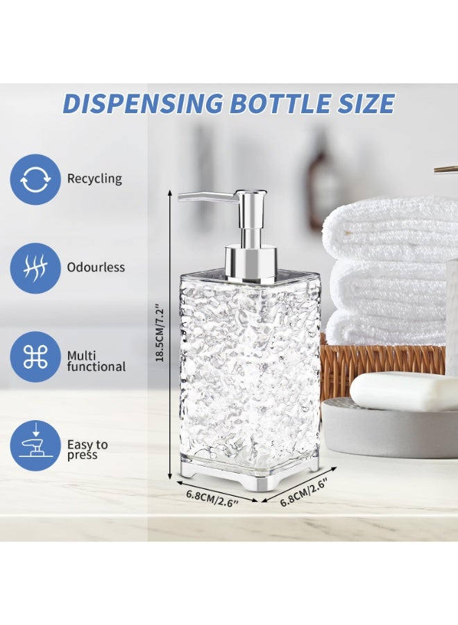 عبوة صابون فاخرة قابلة لإعادة التعبئة - تصميم مربع حديث، مظهر زجاجي شفاف متجمد، موزّع بمضخة للشامبو، جل الاستحمام، صابون اليدين، واللوشن، متين وخالٍ من الفثالات، مثالي للحمام والمطبخ والفنادق - Image 5