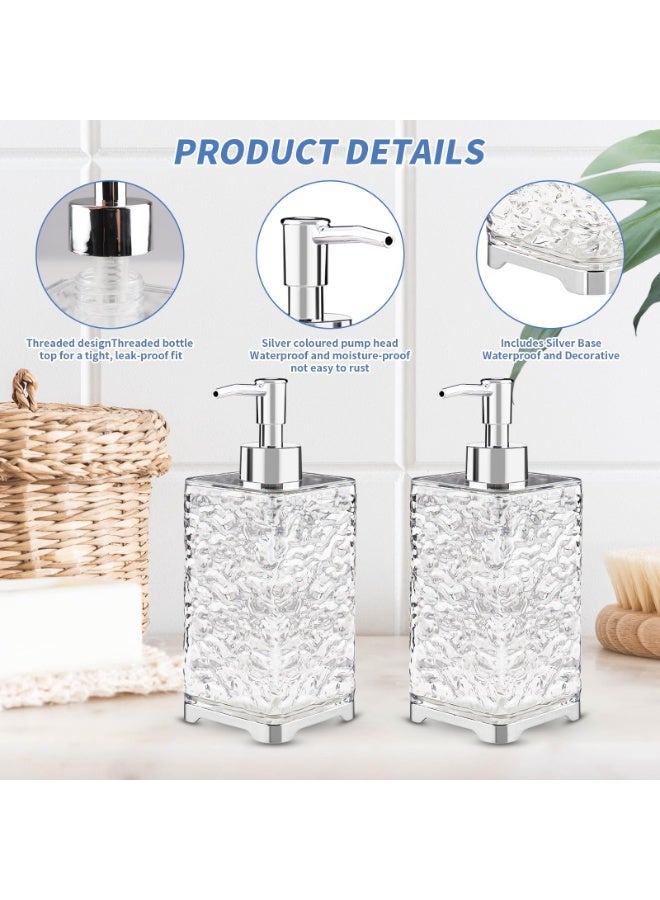 عبوة صابون فاخرة قابلة لإعادة التعبئة - تصميم مربع حديث، مظهر زجاجي شفاف متجمد، موزّع بمضخة للشامبو، جل الاستحمام، صابون اليدين، واللوشن، متين وخالٍ من الفثالات، مثالي للحمام والمطبخ والفنادق - Image 4