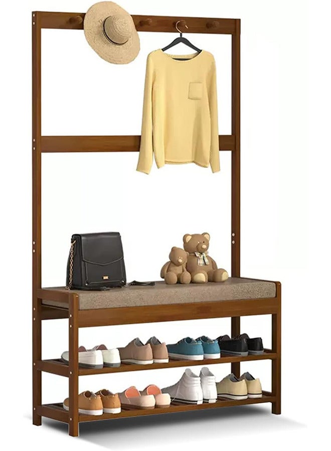 RATSAW Wooden Shoe Rack with Shoe Bench Multifunctional Coat Tree Shoe Storage Cabinet for Unit Entryway Hallway  - Image 1