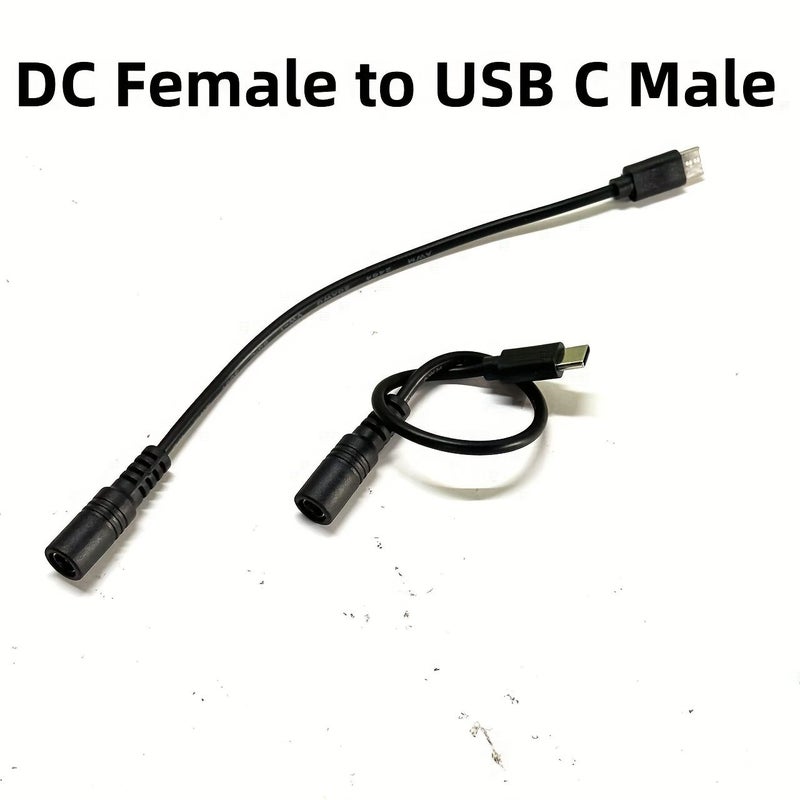 كابل DC إلى USB-C 1 قطعة مع محول طاقة DC أنثى 5.5x2.1 مم إلى ذكر Type-C - Image 3