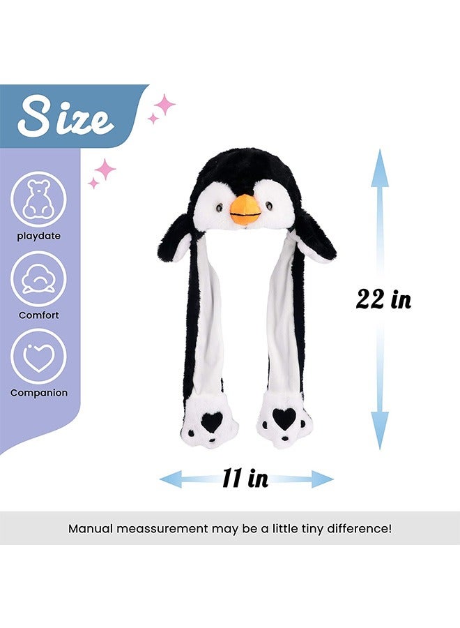 قبعة البطريق بأذنين متحركة تقفز, القبعة تضرب القبعة, العطلة الفضية كوزبلاي ثوب هدية مضحكة للأطفال الأولاد الفتيات, أسود, 22 " - Image 3