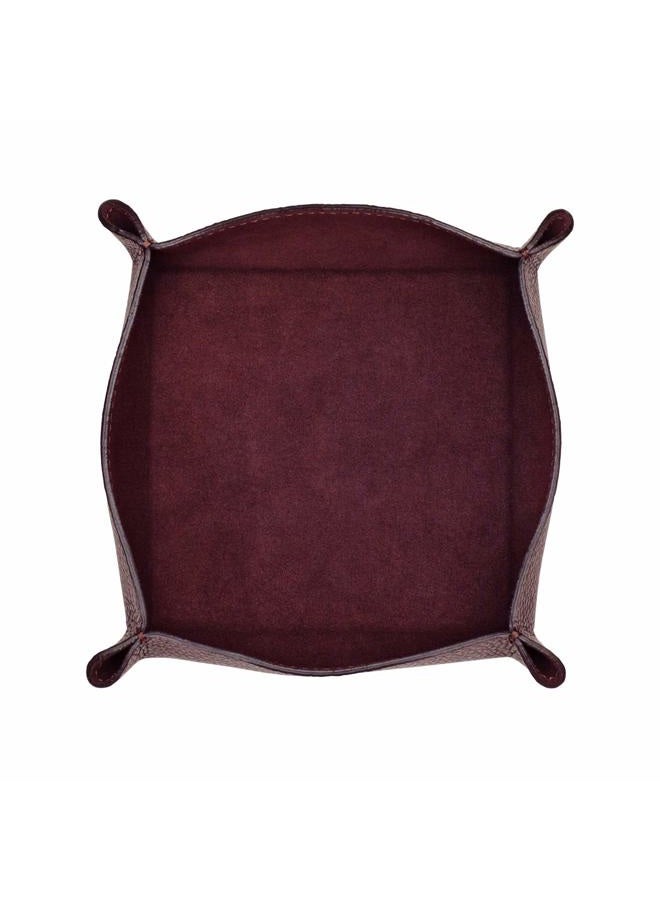 Maruse Italian Tumble Leather Valet Tray Organizer, Office Desk Accessory, Durable Leather Handmade in Italy (Wine) - Image 1