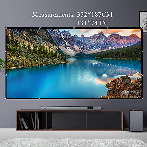 lejiada Projector Screen 150 inch 16:9 160° Viewing Upgraded -lejiada Straight Edges, Foldable, Washable and Wrinkle-Free - for Indoor Home Theater and Outdoor Cinema - Image 2