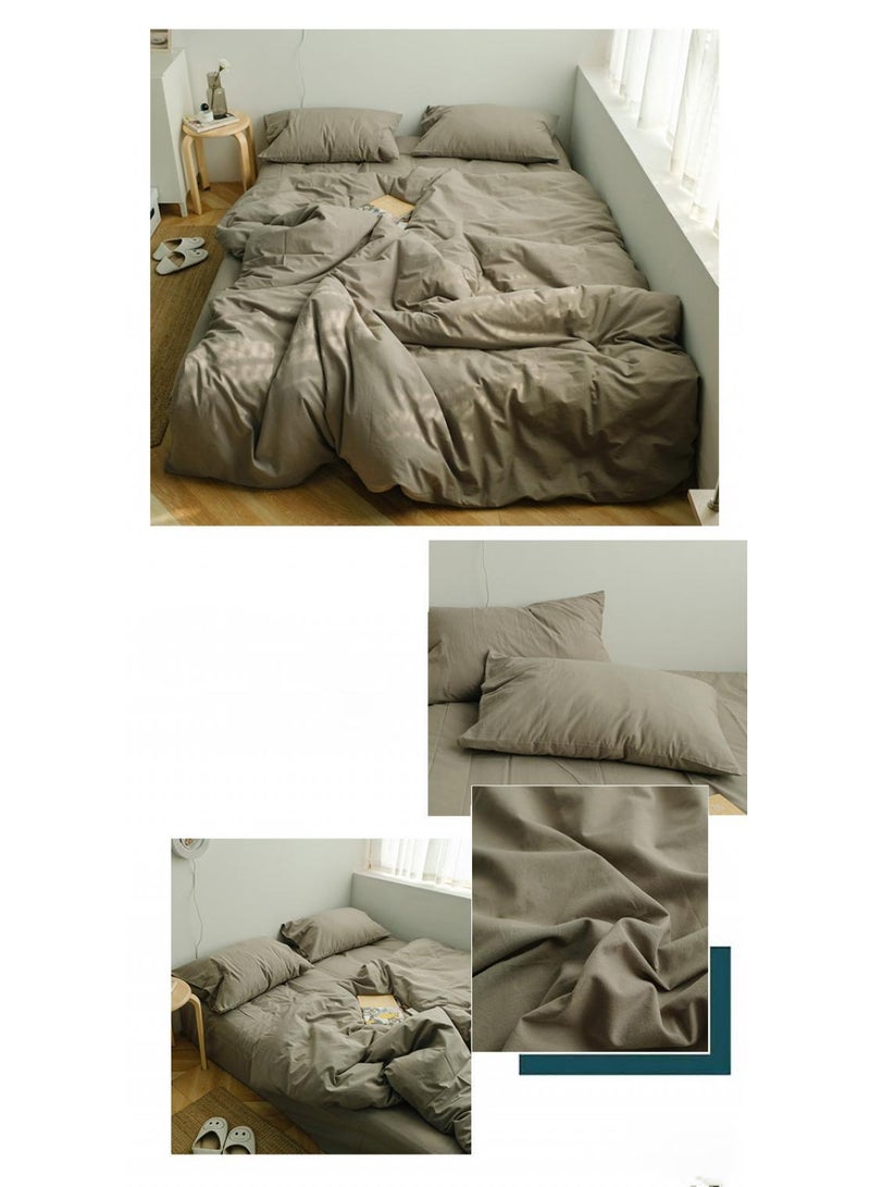 عام 4 قطعة القطن الخالص لون الحد الأدنى من نمط مجموعة مريحة اضافية كبيرة 220x240cm - Image 2