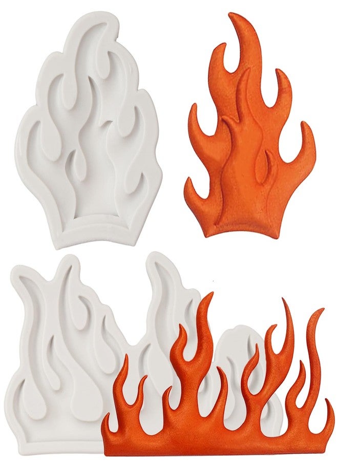 FCKEMLDS Flame Fondant Molds Fire Cake Decorating Silicone Molds For Sugarcraft Cake Decoration Cupcake Topper Chocolate Candy Polymer Clay Gum Paste Set of 2 - Image 1
