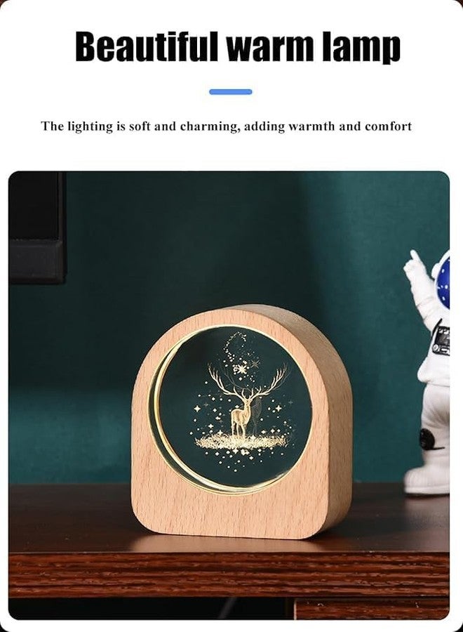 BUDGETBUDDY 3D Galaxy Crystal Ball Night Lamp,Solar System, USB Table Colorful LED Wooden Crystal Ball for Home Decoration Birthday Gift for Teens Boys and Girls (Deer Wood Holder) - Image 3