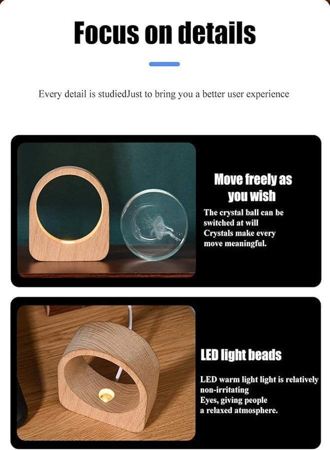 BUDGETBUDDY 3D Galaxy Crystal Ball Night Lamp,Solar System, USB Table Colorful LED Wooden Crystal Ball for Home Decoration Birthday Gift for Teens Boys and Girls (Deer Wood Holder) - Image 2