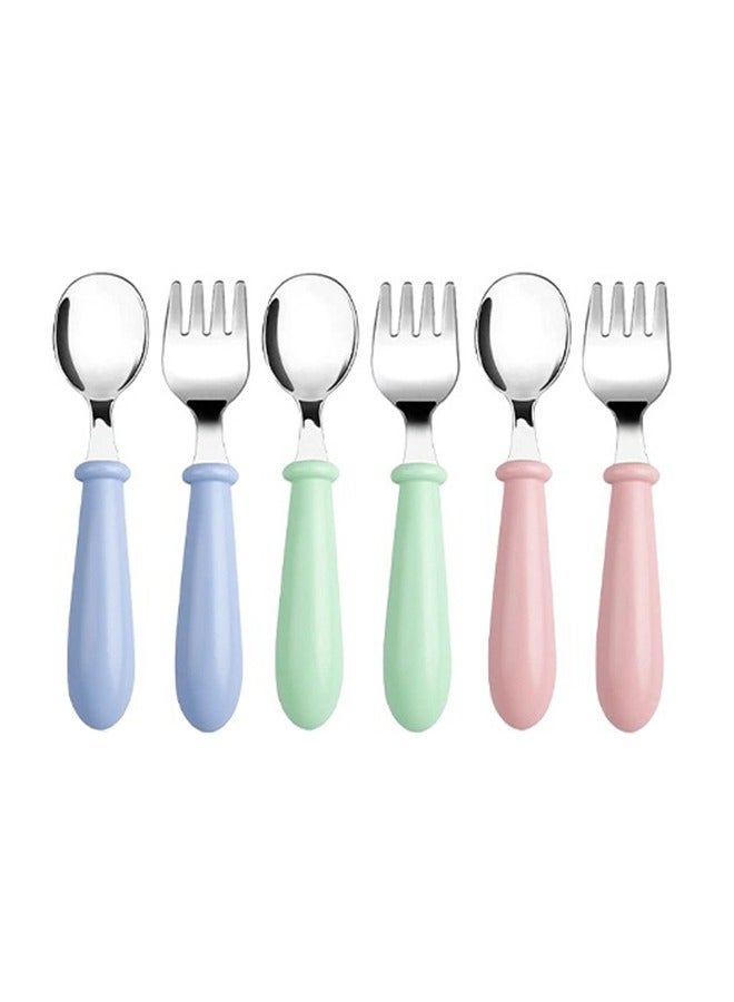 GROIC Pack Of 6 Kids Silverware Cutlery Set Pieces With Round Handle And Storage Box - Image 1