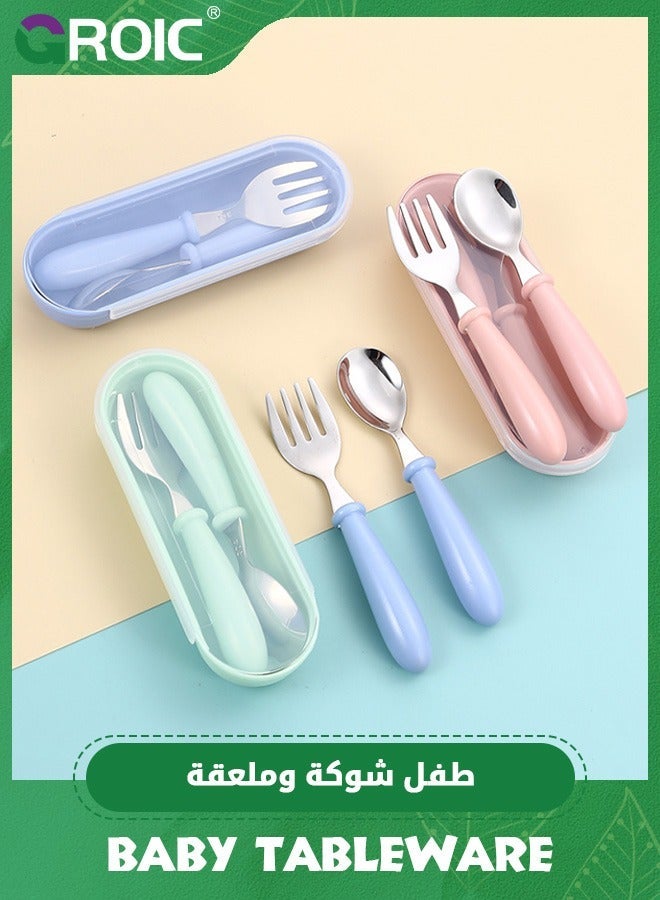 GROIC Pack Of 6 Kids Silverware Cutlery Set Pieces With Round Handle And Storage Box - Image 4