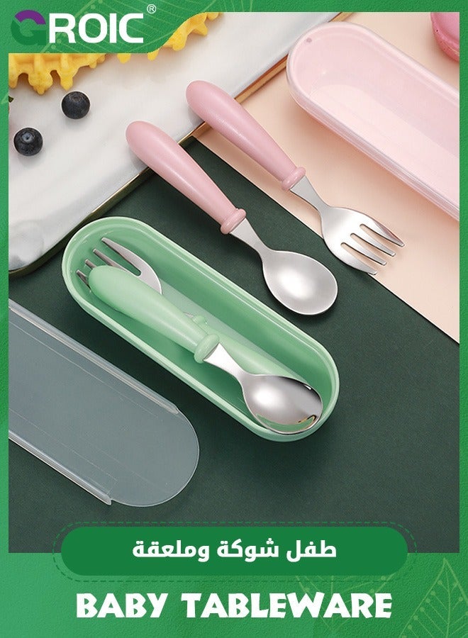 GROIC Pack Of 6 Kids Silverware Cutlery Set Pieces With Round Handle And Storage Box - Image 5