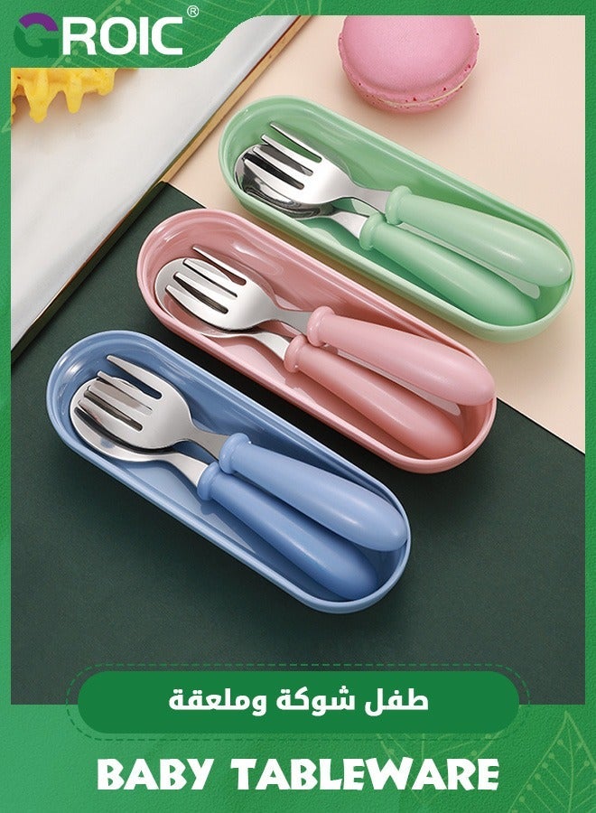GROIC Pack Of 6 Kids Silverware Cutlery Set Pieces With Round Handle And Storage Box - Image 3