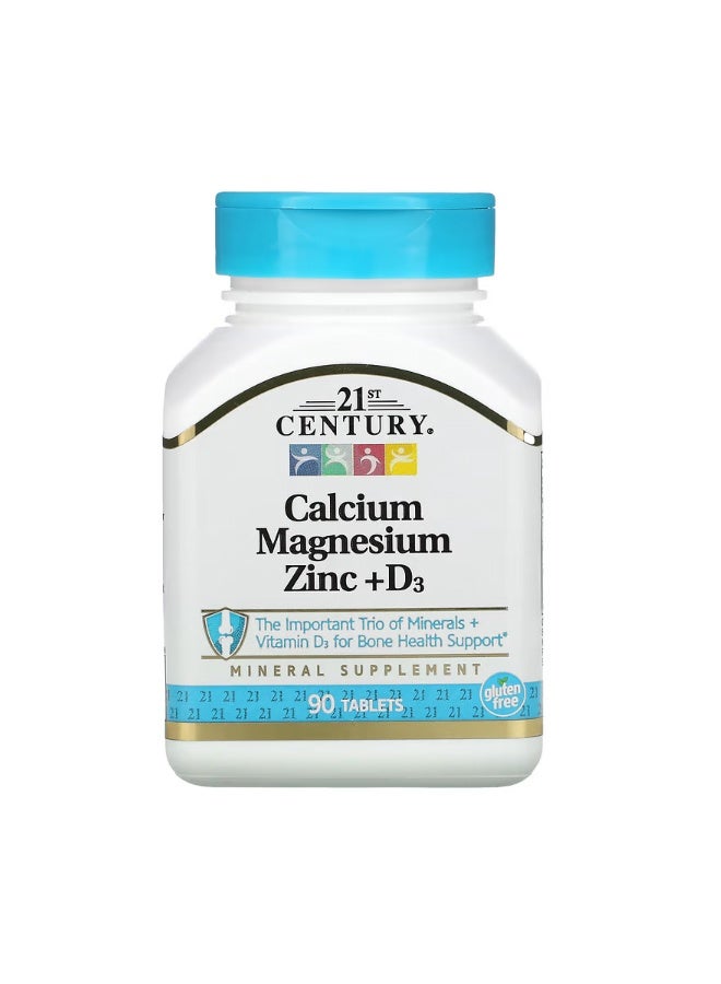 القرن الحادي والعشرون مكمل غذائي من القرن الحادي والعشرين: كالسيوم، مغنيسيوم، زنك + فيتامين د3 - ​​90 قرصًا | تركيبة معدنية وفيتامينية - Image 1