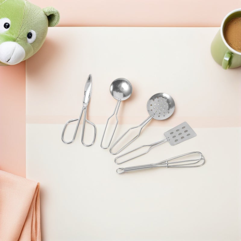 🧸 طقم أدوات مطبخ لعب تمثيلية فضي واقعي - Image 2