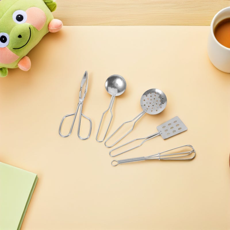 🧸 طقم أدوات مطبخ لعب تمثيلية فضي واقعي - Image 3