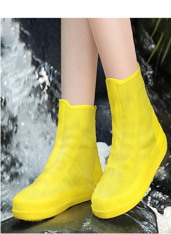 Loquat Portable Anti Slip Rain Boot Cover Yellow  - Image 3