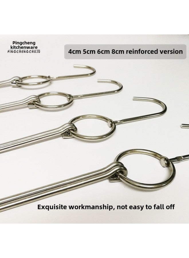 Roast Duck Hook Roast Duck Hook Roast Goose Double Hook Duck Hook Commercial Special Hook Roast Meat Ring Large Circle Stainless Steel Shelf-Color:Luxurious Steel Handle T-shaped Hook Length 28cm 1 Buy Ten Get Two Free - Image 4