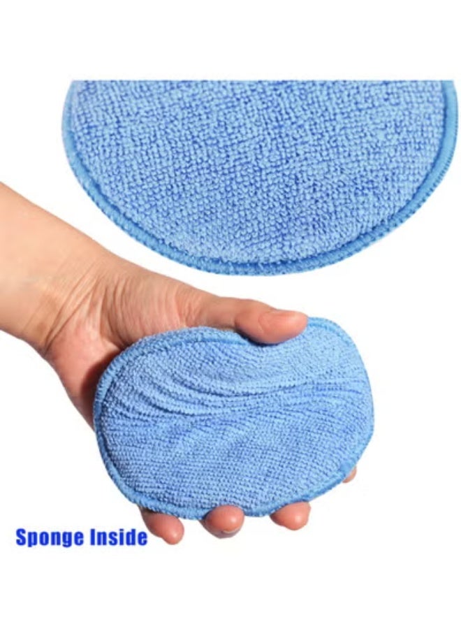 COYO 6 قطع وسادات تطبيق الشمع من الألياف الدقيقة، وسادة تطبيق الشمع للسيارة، وسادات فوم للتلميع والتفاصيل لتنظيف السيارة والتلميع الدقيق باللون الأزرق - Image 2