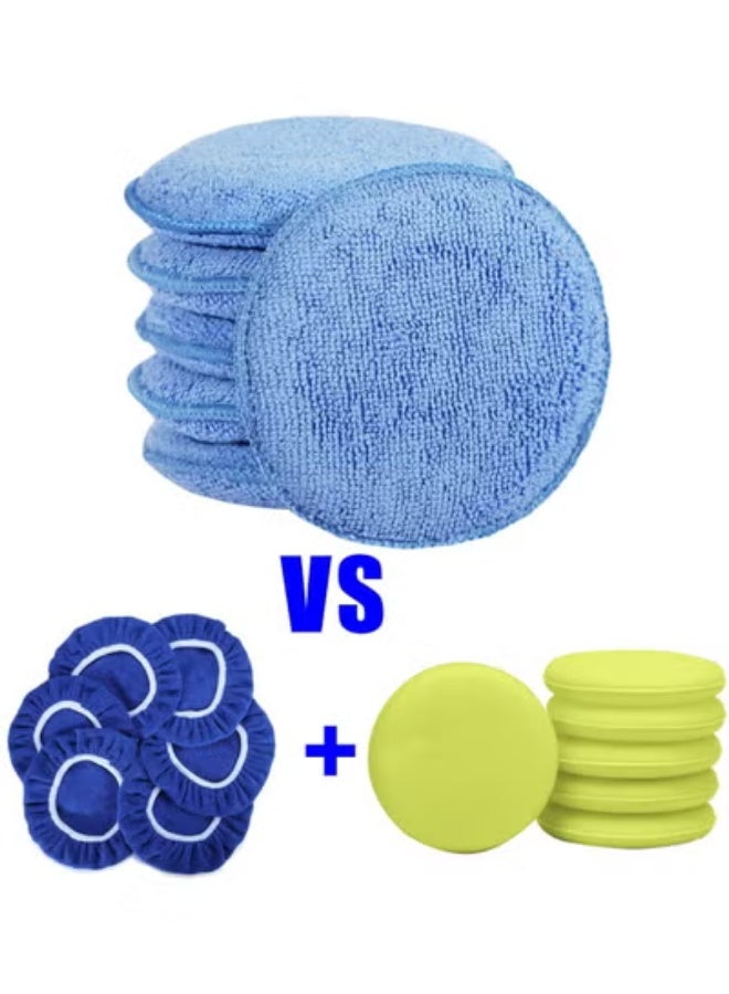 COYO 6 قطع وسادات تطبيق الشمع من الألياف الدقيقة، وسادة تطبيق الشمع للسيارة، وسادات فوم للتلميع والتفاصيل لتنظيف السيارة والتلميع الدقيق باللون الأزرق - Image 3