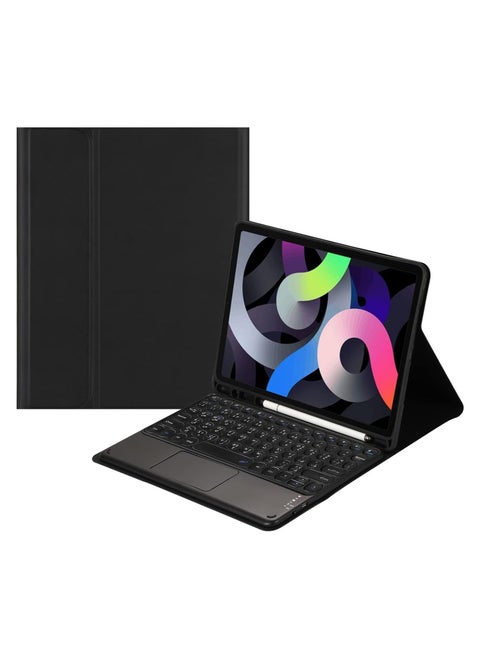 iPad 10.2in Keyboard Case, Arabic English Bilingual Input Bluetooth Keyboard with Trackpad, Compatible with 7th Generation, 8th Generation & 9th Generation iPad 10.2in Silicone Cover-Black