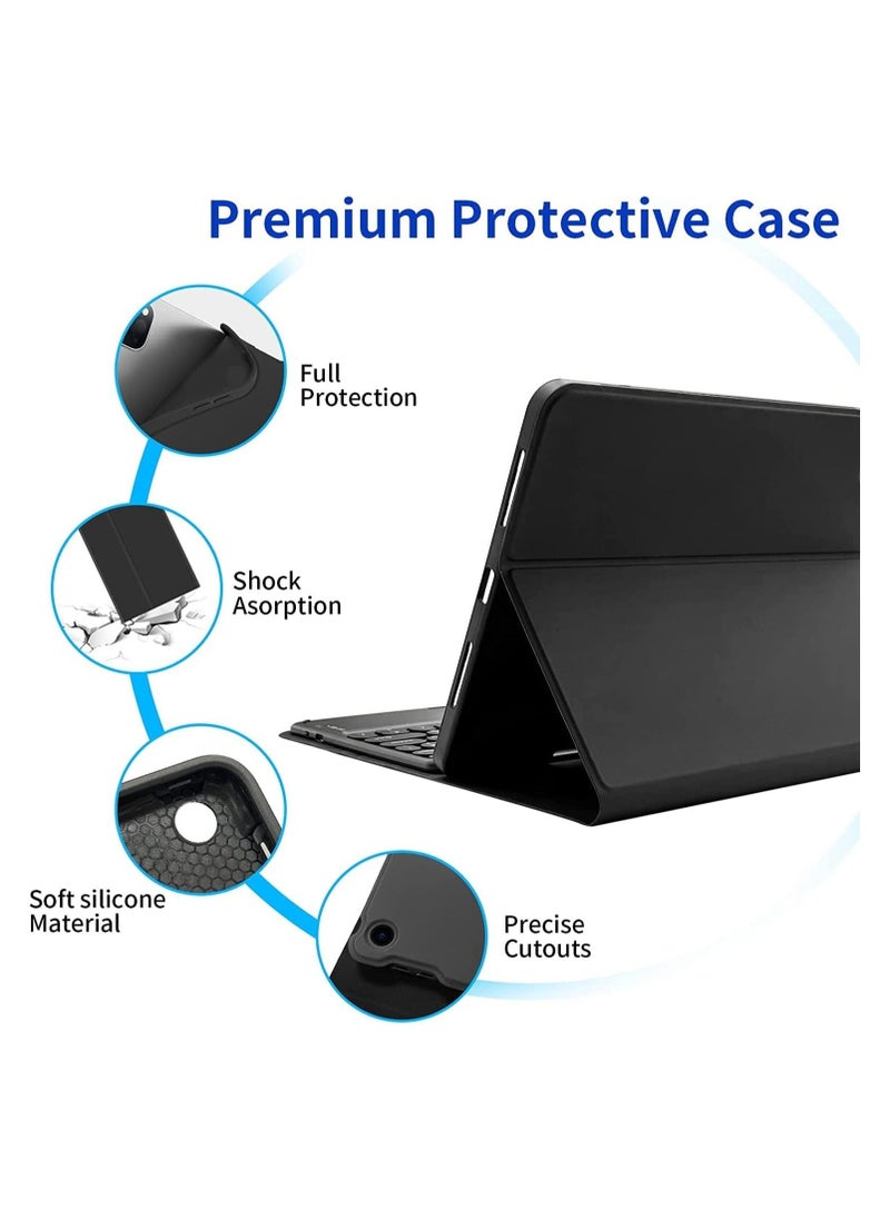 iPad 10.2in Keyboard Case, Arabic English Bilingual Input Bluetooth Keyboard with Trackpad, Compatible with 7th Generation, 8th Generation & 9th Generation iPad 10.2in Silicone Cover-Black