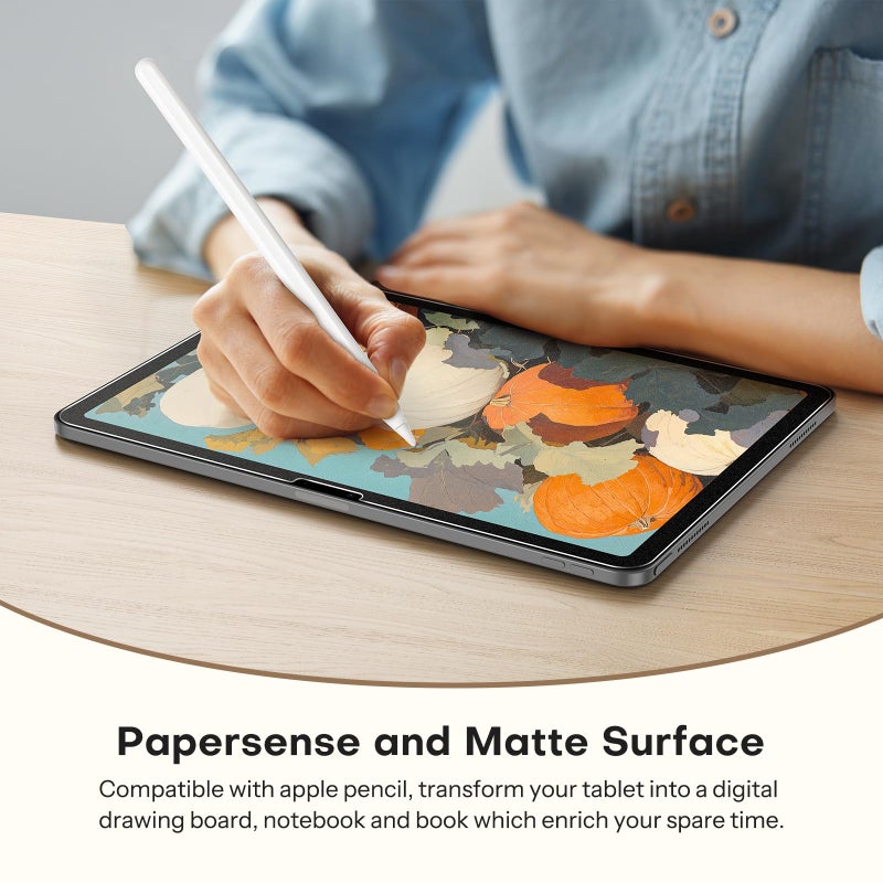 Omoton حماية شاشة ورقية OMOTON PAPERSENSE لجهاز iPad Pro 13 بوصة M5/M4 (الجيل 8/7، 2025/2024)، زجاج مقسى بطبقة غير لامعة مع صينية تركيب سهلة خالية من الغبار، دعم قلم أبل، مضاد للتوهج، عبوة من 2 - Image 5