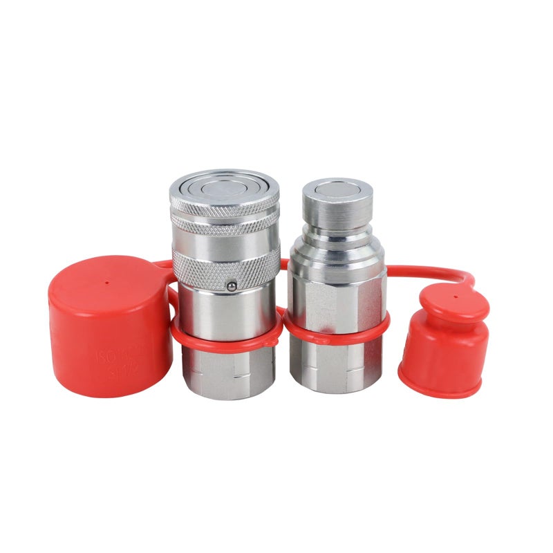 Kefly 12 Skid Steer Flat Face Hydraulic Quick Connect Couplers With Dust Covers Compatible With Parker FE Series Faster FFH Series Snap Tite 74 Series - Image 2