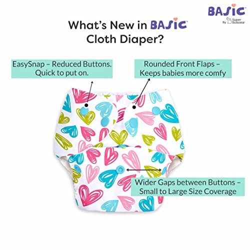 SuperBottoms BASIC Pack of 2 Diaper + 2 Inserts, Combo Pack of Assorted Freesize Washable and reusable cloth diaper with dry feel soakers,Unisex Baby (5-17kgs). - Image 2