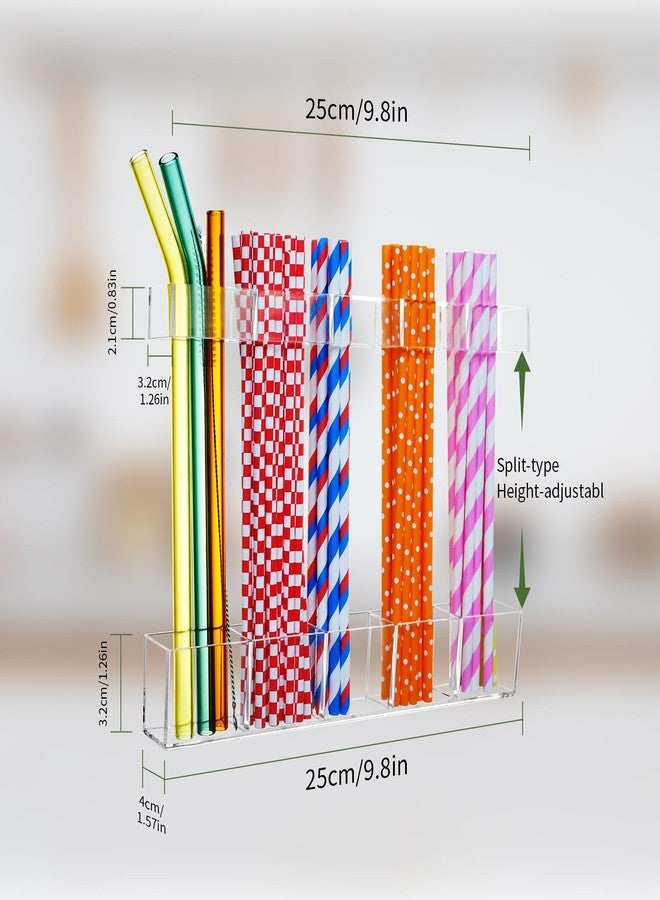 Enjunway Large Upgrade Acrylic Straw Holder,Straw Rack with Double Sided Tape Organizer,Reusable Straws for Counter Cabinet Cupboard Kitchen (Clear) (1 Pack) - Image 5
