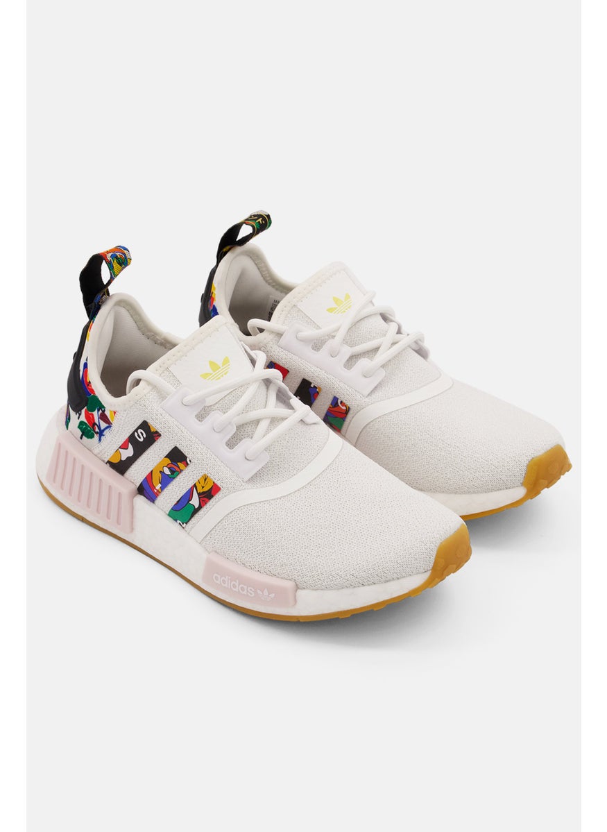 adidas Originals - Women NMD R1 Sport Shoes, White/Pink Combo - Image 1